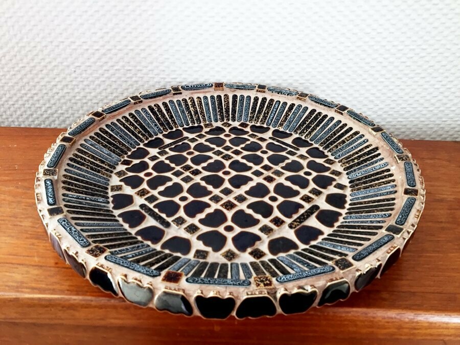 Plat scandinave en terre cuite et céramique, 1960