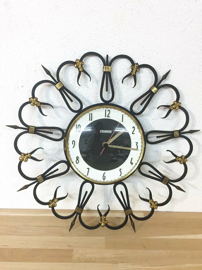 Horloge bayard vintage dorée, 1970