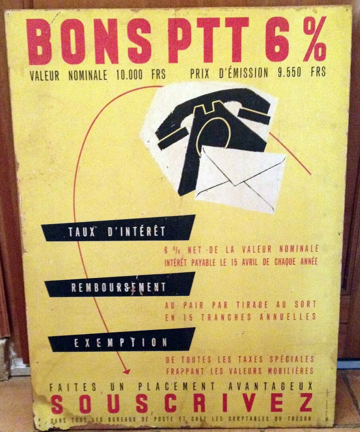 Affiche vintage PTT, années 50