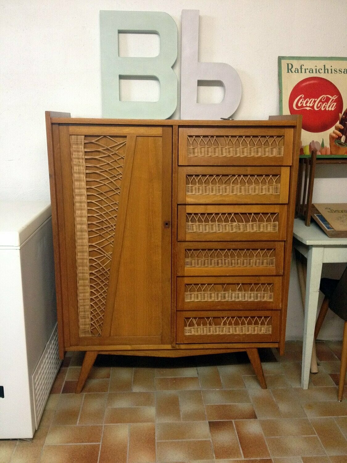 Armoire en rotin vintage, 1960