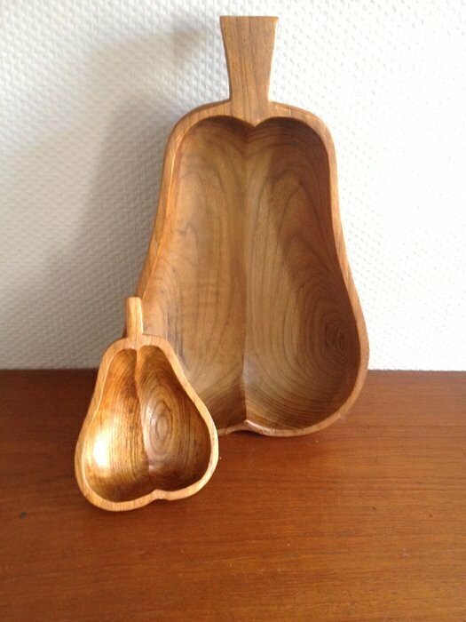 bols en Teck scandinave « poire », 1970