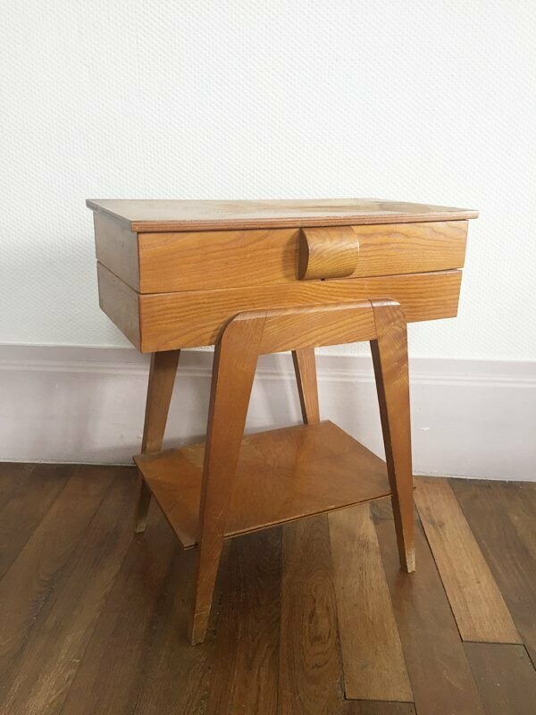 Travailleuse vintage pieds compas, années 60