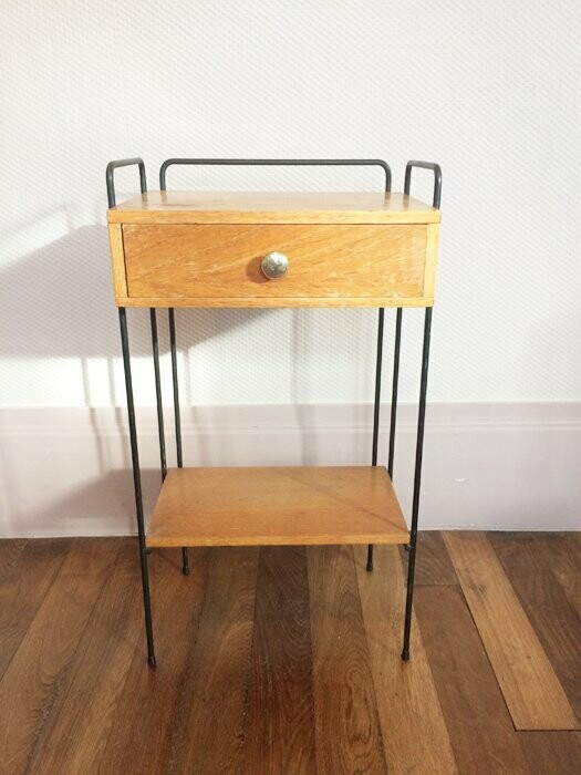 Chevet vintage métal et bois- 1960