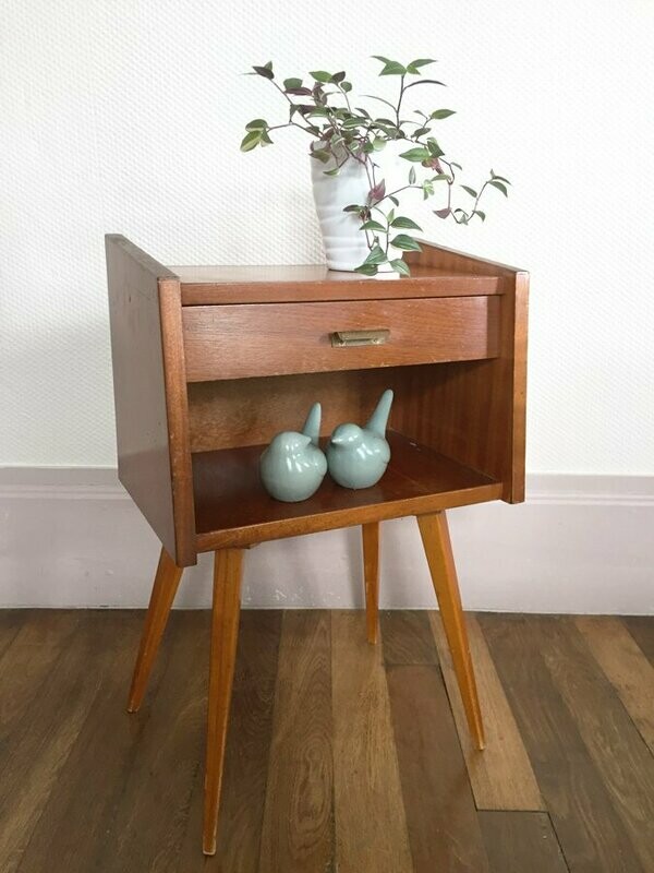 Chevet vintage pieds compas, années 60