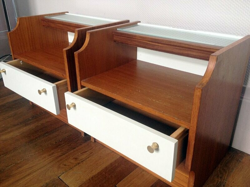 Paire chevets style scandinave, années 70