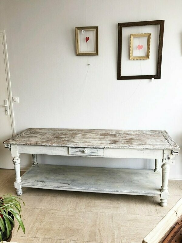 Table de drapier chêne patiné début 20ème