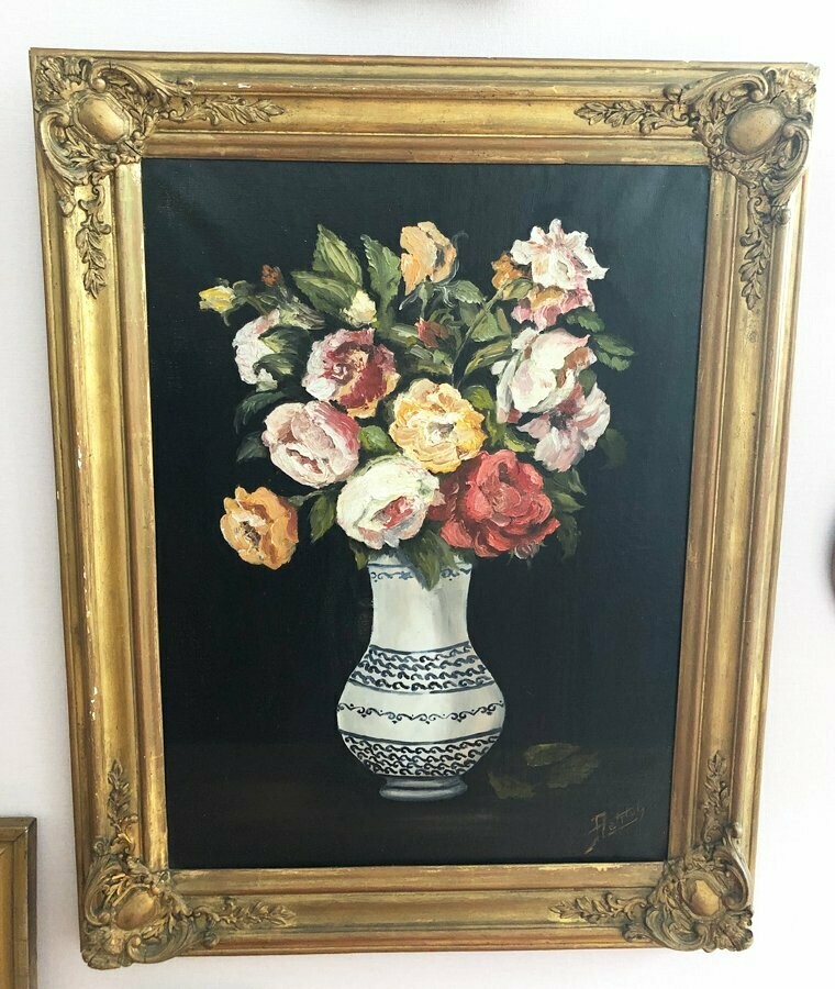 Nature morte, huile sur toile - 1950