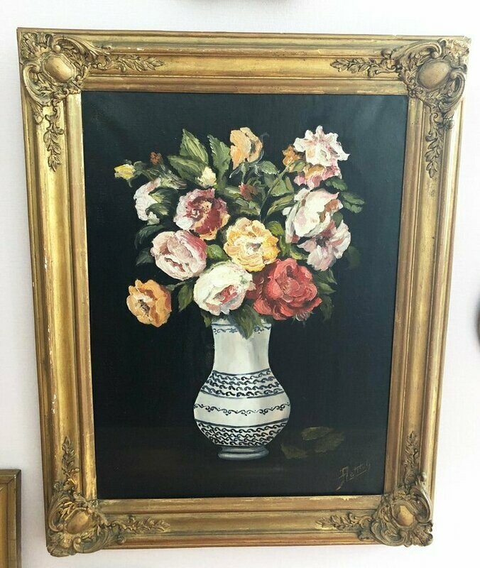 Nature morte, huile sur toile - 1950
