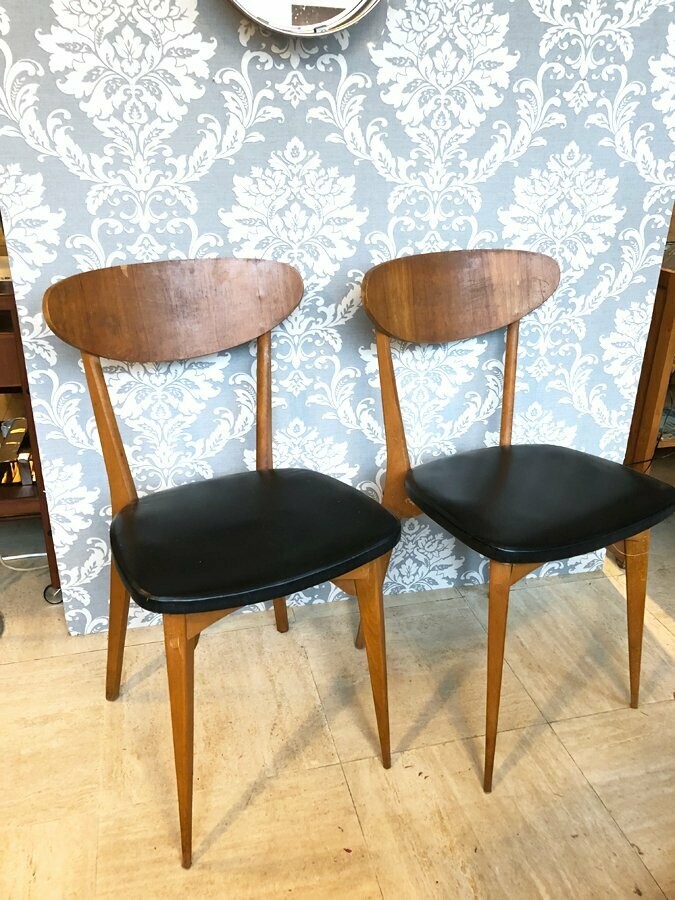 Deux chaises vintage pieds compas 1950