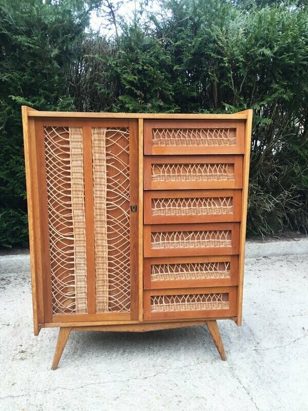 Armoire en rotin vintage, 1960
