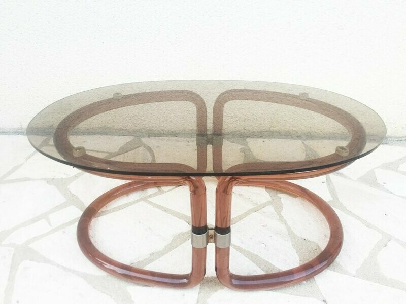 Table basse Roche Bobois plexiglas et verre, 1970