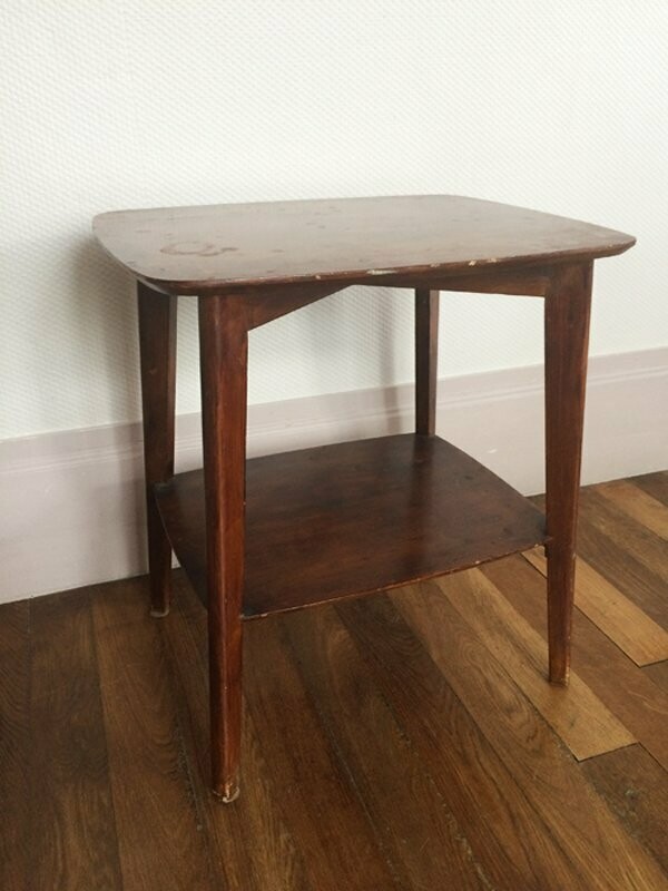 Table vintage d'appoint pieds compas