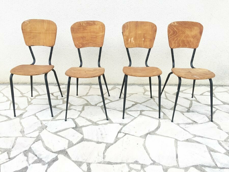 Ensemble de 4 chaises confort lux vintage,1960