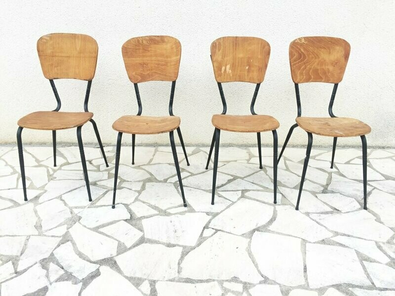 Ensemble de 4 chaises confort lux vintage,1960