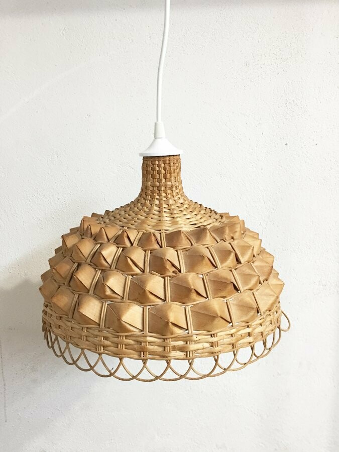 Suspension en rotin, forme originale, 1960