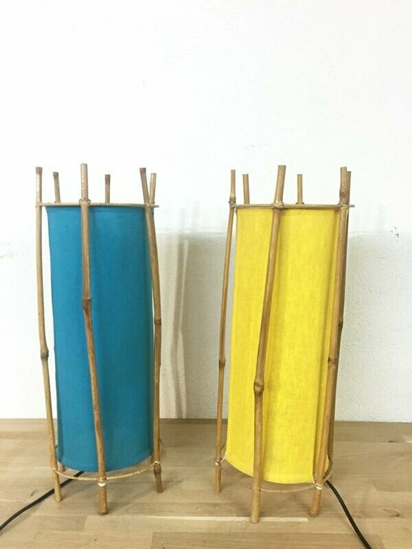Paire de lampes en rotin tube, 1970