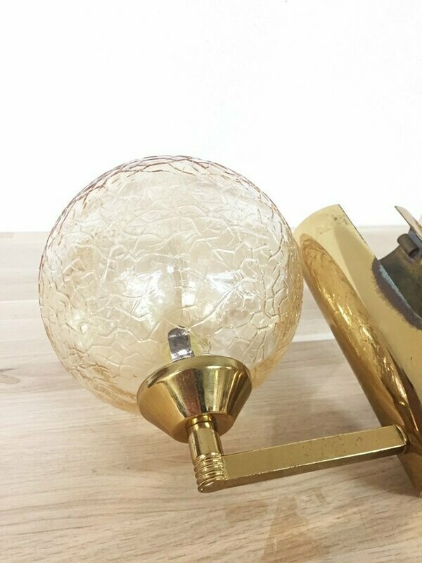Paire d'applique laiton doré et verre, 1970