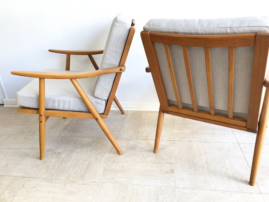 Paire fauteuils "Boomerang" - Ed. Thonet, 1960