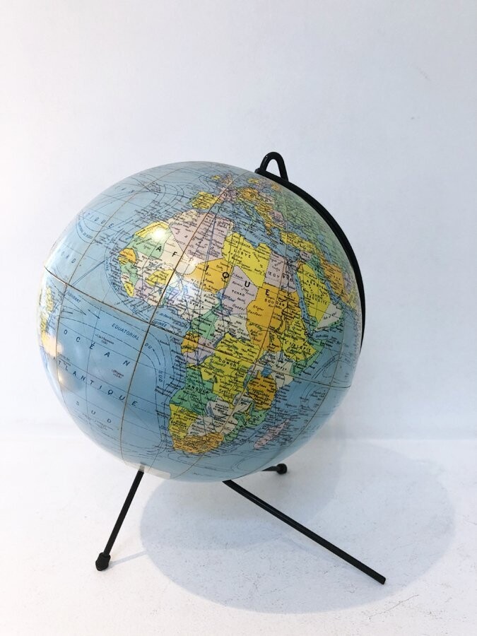 Globe terrestre tripode vintage, 1960