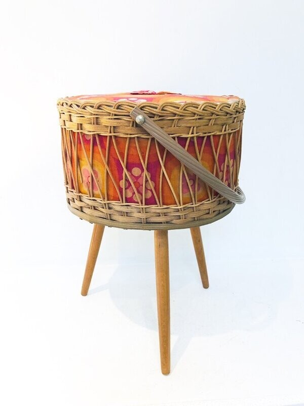 Travailleuse rotin vintage, 1970