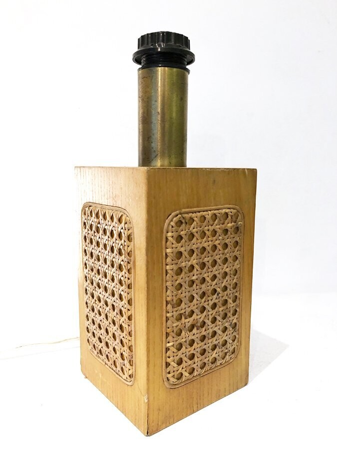 Lampe cannage et laiton, 1970