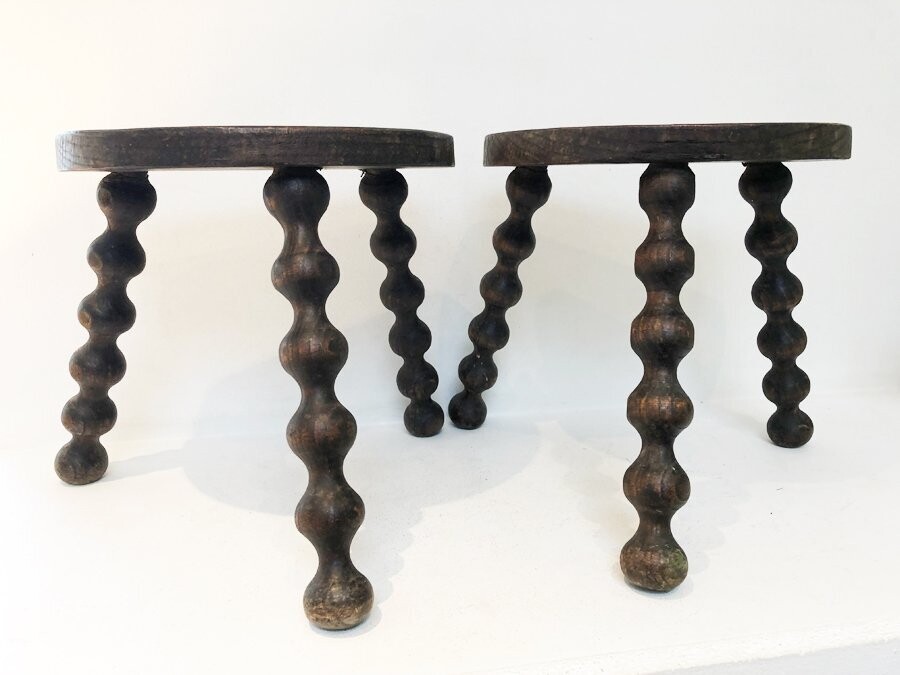 Paire tabourets tripode, 1970