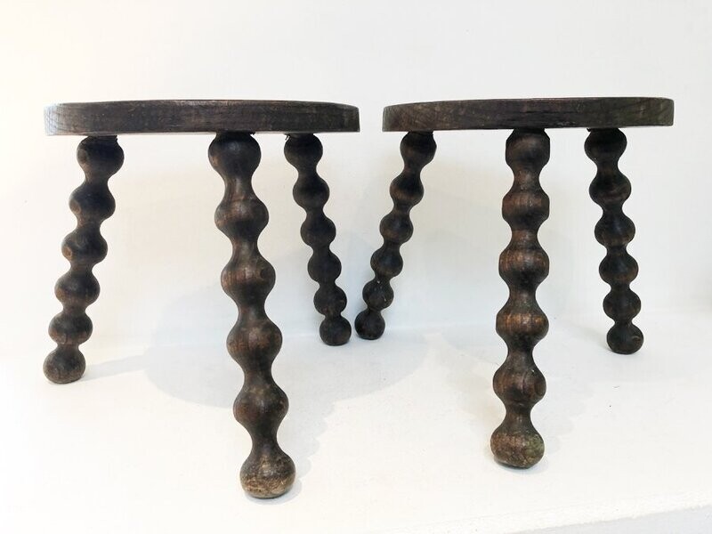 Paire tabourets tripode, 1970