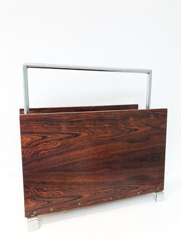 Porte revue scandinave teck et chrome, 1960