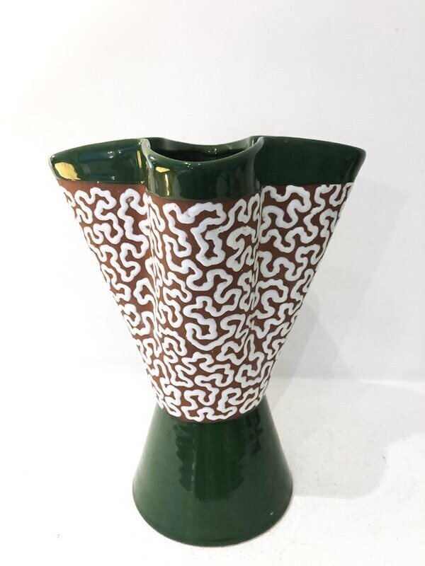 Vase émaillé vert et blanc, 1970