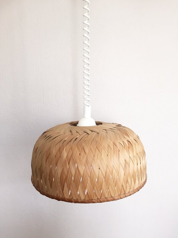 Suspension vintage « coloniale » en bambou, 1960