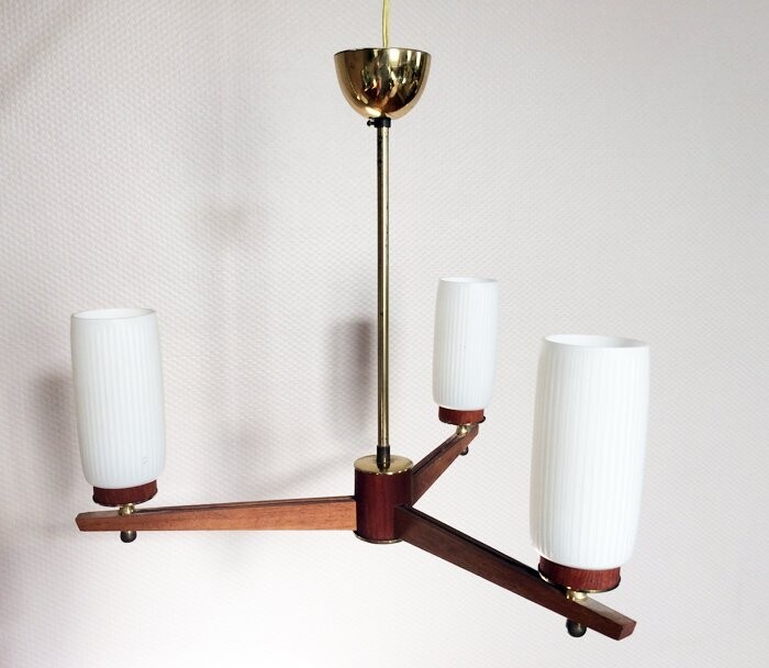 Suspension scandinave teck opaline, 1960