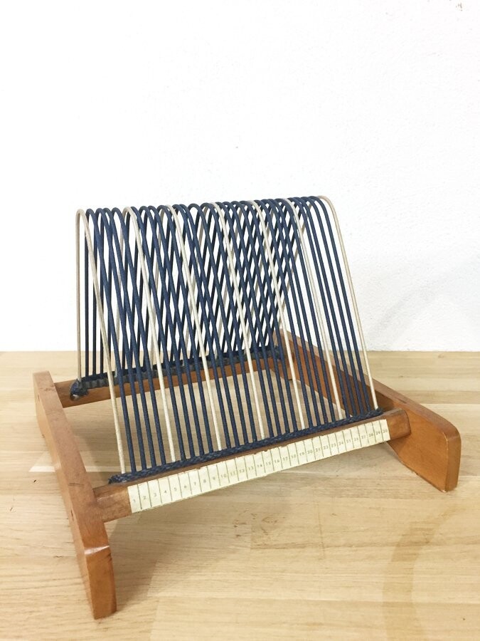 Porte vinyles vintage "Union" en bois, 1950
