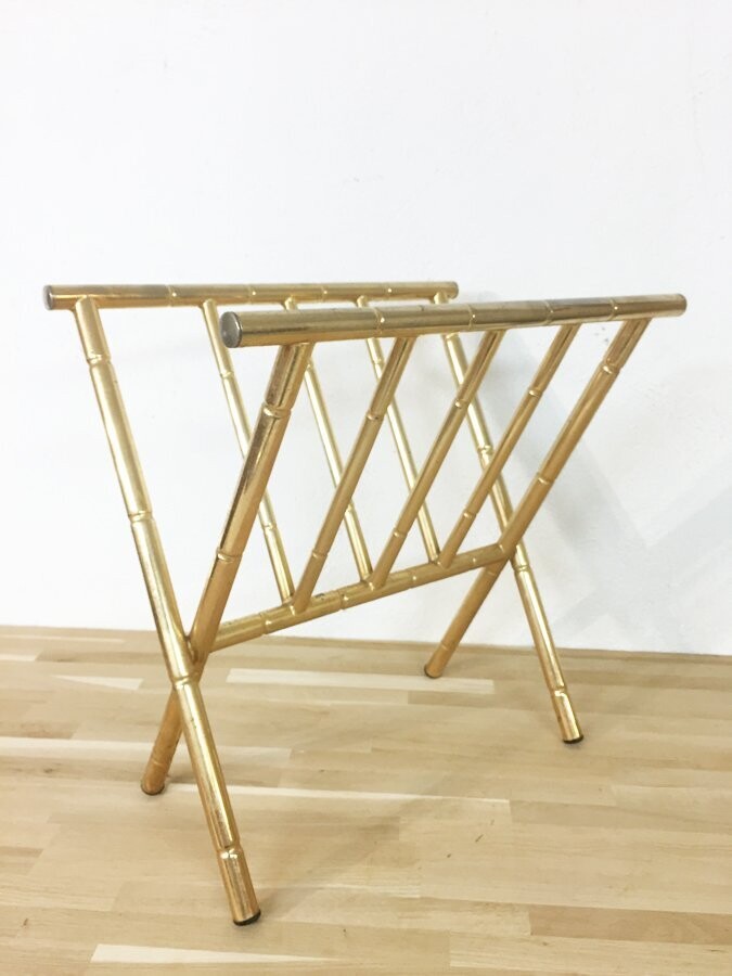 Porte revues laiton doré, maison LANCEL, 1970