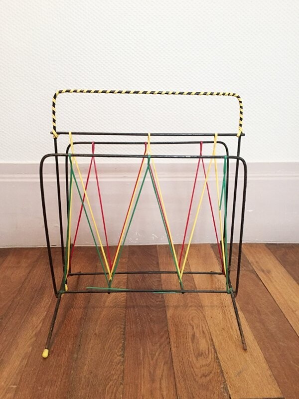Porte revues vintage Scoubidou vert, jaune et rouge