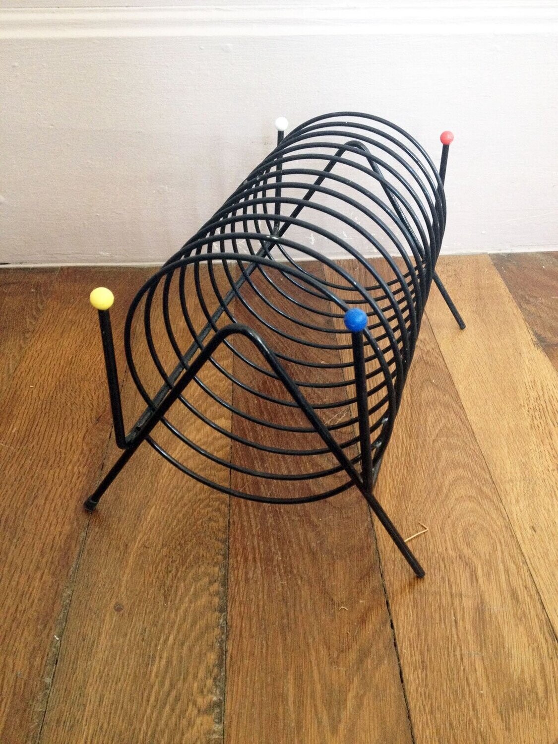 Porte vinyles à boules vintage