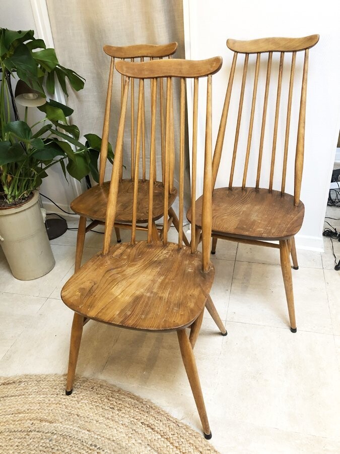 3 Chaises Windsor Goldsmith, Ercolani, 1960