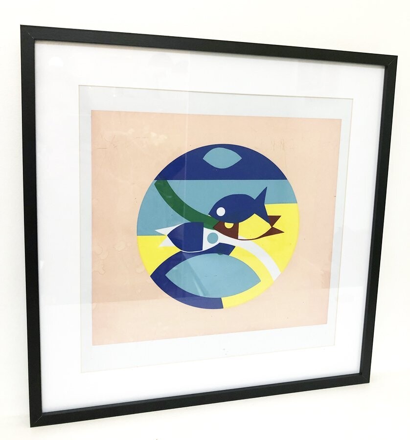 Collage sur plexiglas, décors poissons, 21ème