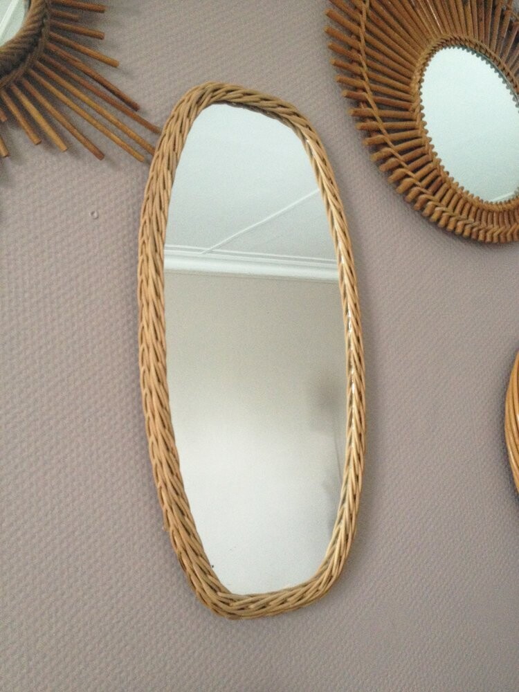 Miroir rotin forme "rectangle", 1960