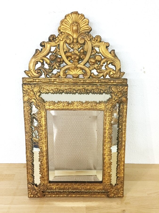 Miroir ancien doré à parcloses époque Napoléon III