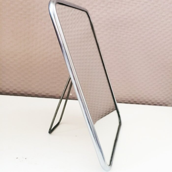 Miroir barbier vintage chromé, 18X13cm
