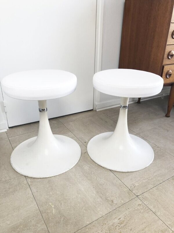 Paire tabourets tulipe blanc, 1970