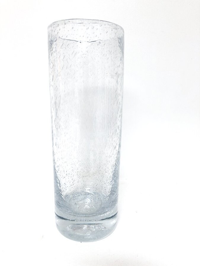 Vase tube verre bullé vintage, 1970
