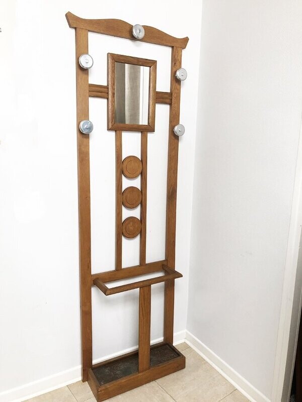 Porte manteau mural vintage en bois, 1930-50