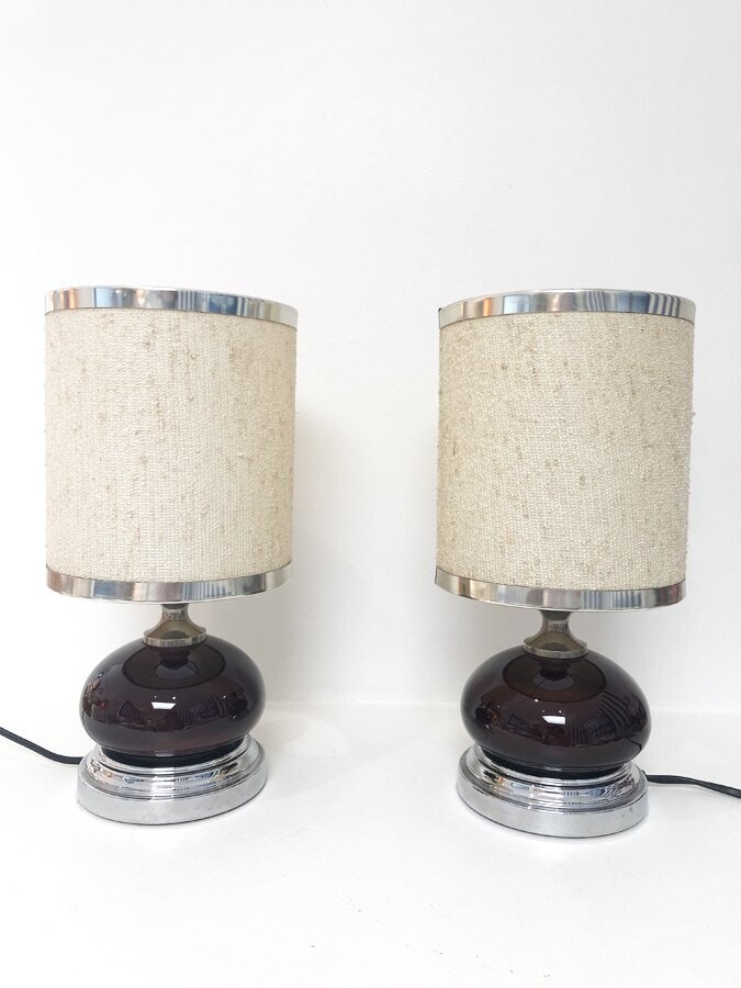 Paire lampes chevet vintage, 1970