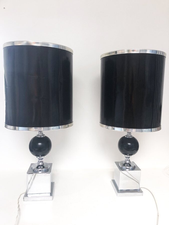 Paire de lampes chevet noires, 1970