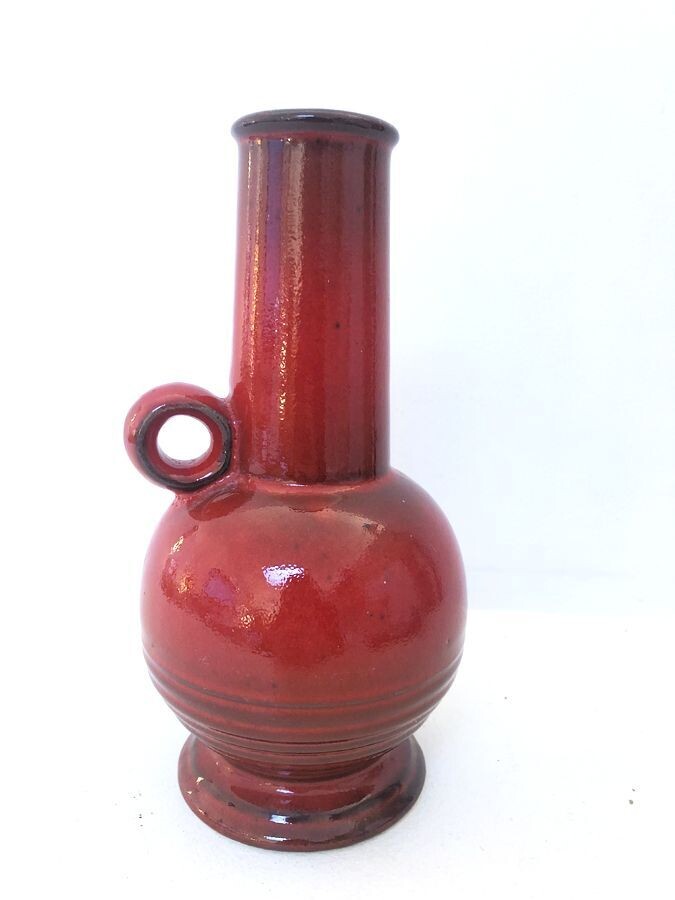 Vase Keramik rouge 1970