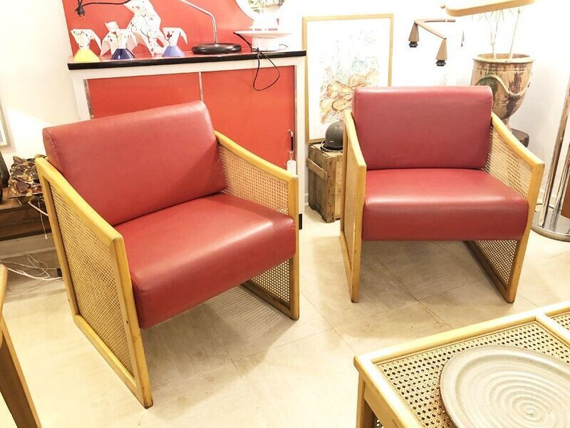 Paire fauteuils cannage, 1970