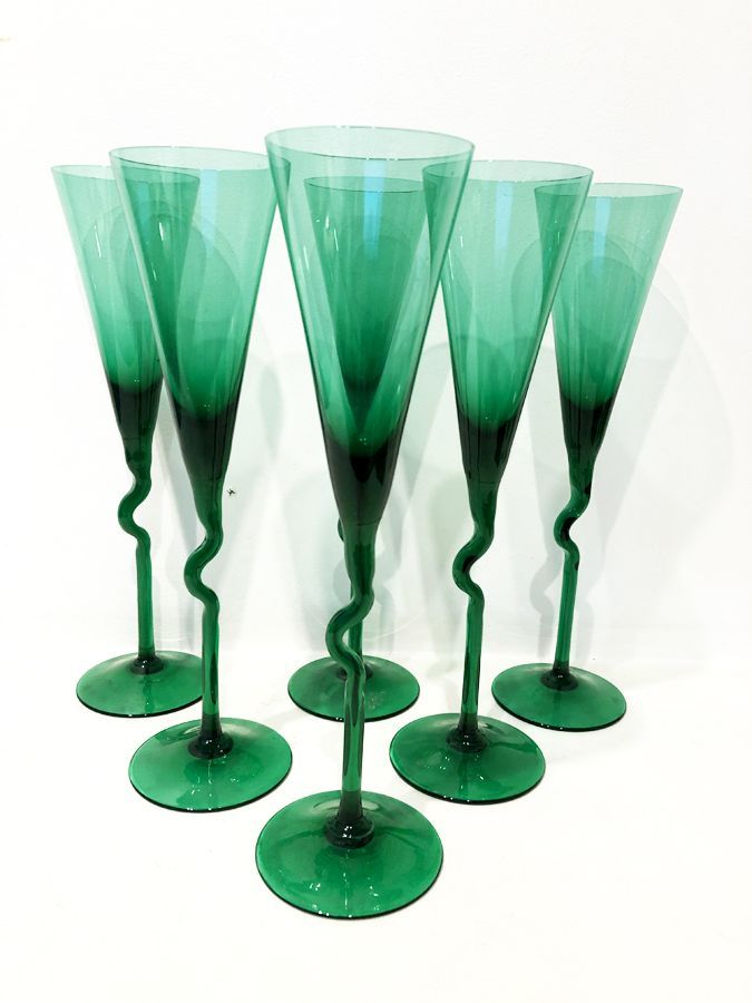 6 flûtes champagne Memphis, 1980