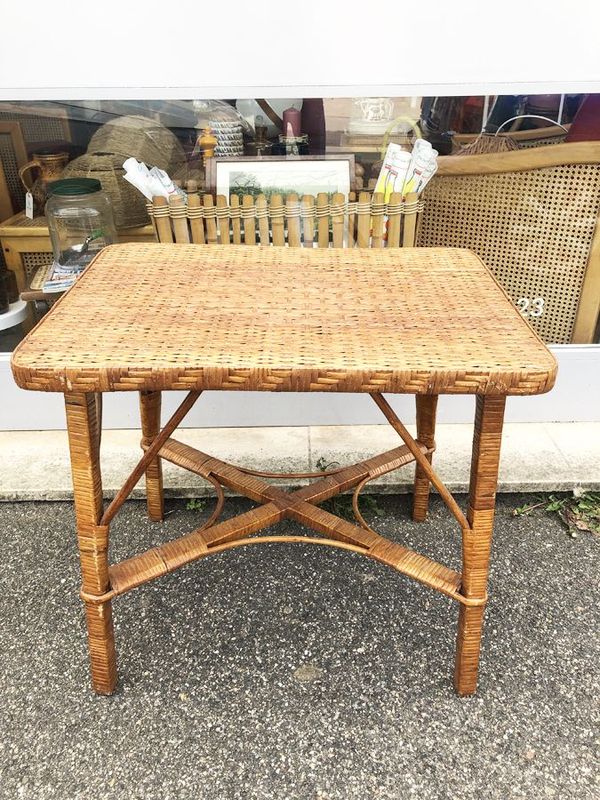 Table basse rotin vintage, 1950