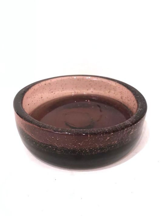 Vide poche en verre bullé rose, 1970
